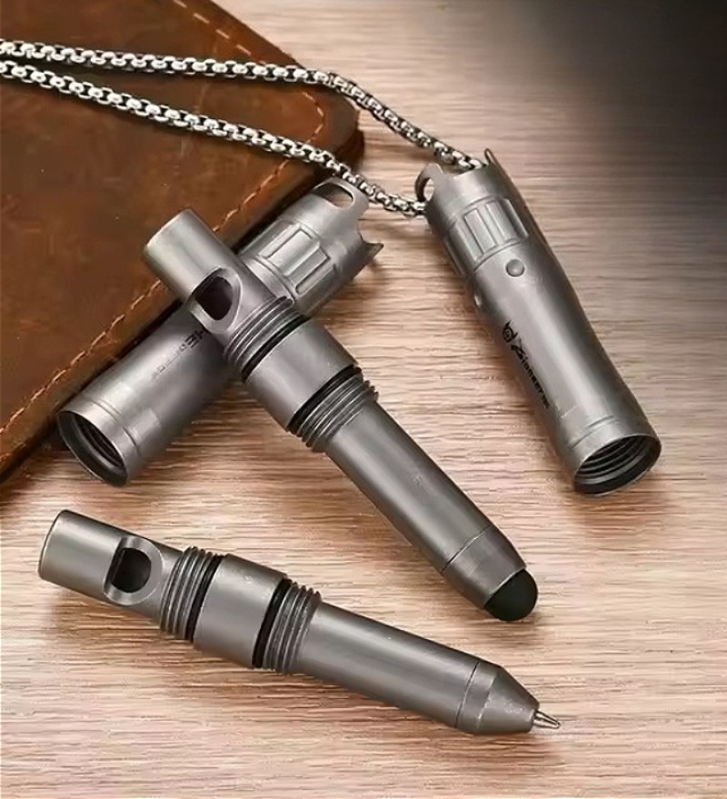 Tablet Drawing Accessories - Titanlegierungs-EDC-Stift mit Notfallpfeife und Silikon-Stylus-Spitze für